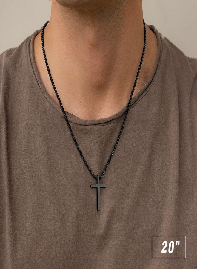 M MOOHAM Black Cross Necklace for Men, Cross Chain Cross Pendant for Men 18 Inch Black Jewelry Gifts - Image 2